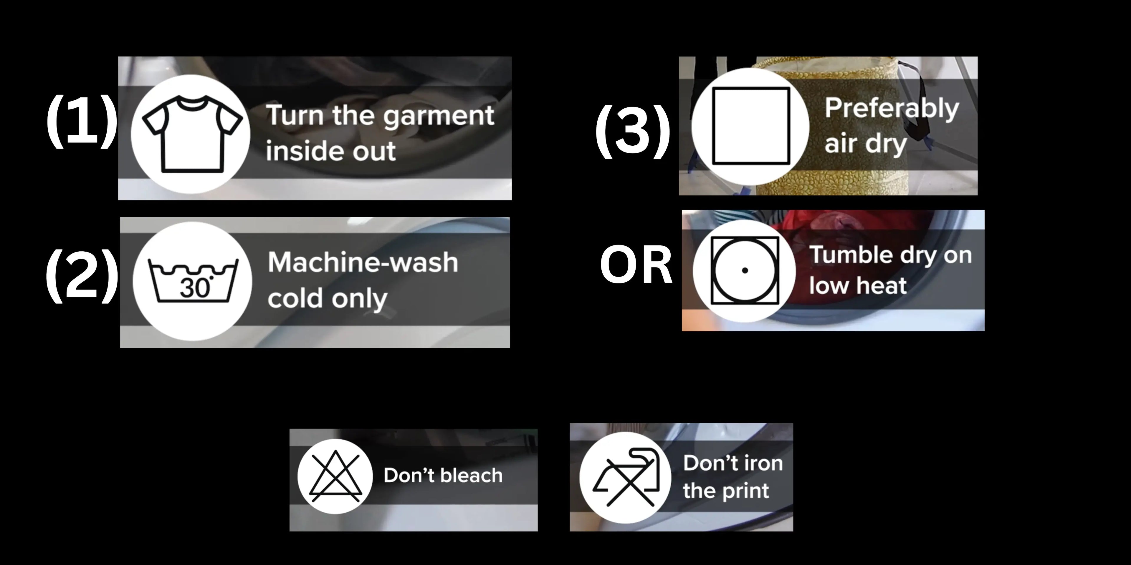 Cargar video: The best way to handle your shirt: wash in cold water, hang to dry, do not iron the graphi.