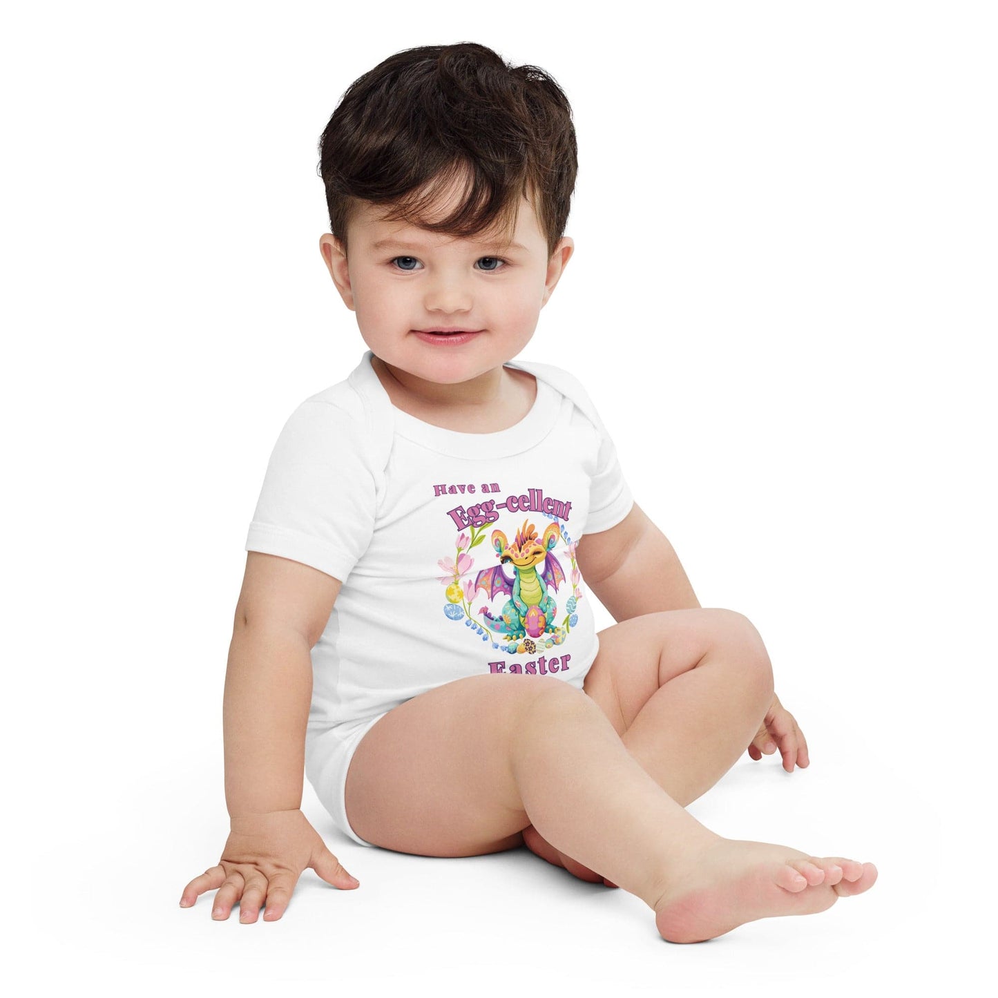 Have an Egg-cellent Easter baby short sleeve one piece - Enchanted Enigma #