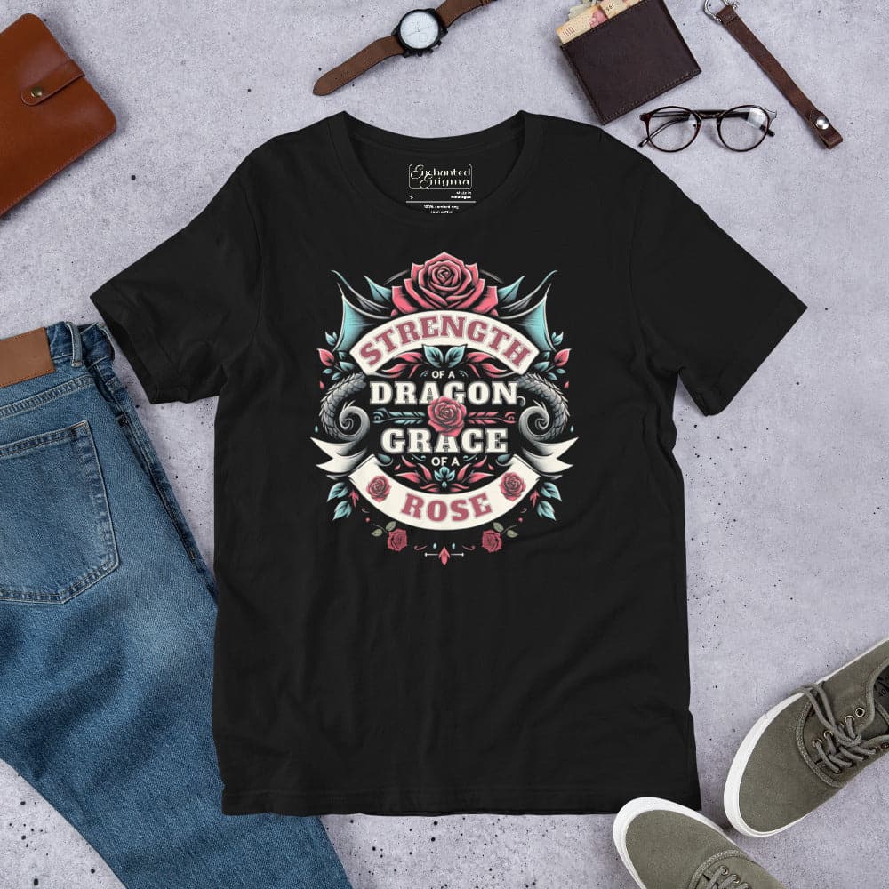 Dragon Strength Rose's Grace unisex t-shirt - Enchanted Enigma #