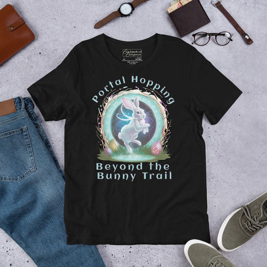 Portal Hopping: Beyond the Bunny Trail, unisex t-shirt Enchanted Enigma