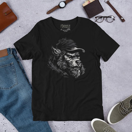 Urban Wolf in a Cap, unisex t-shirt Enchanted Enigma