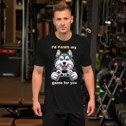 Gaming Paws Husky, unisex t-shirt