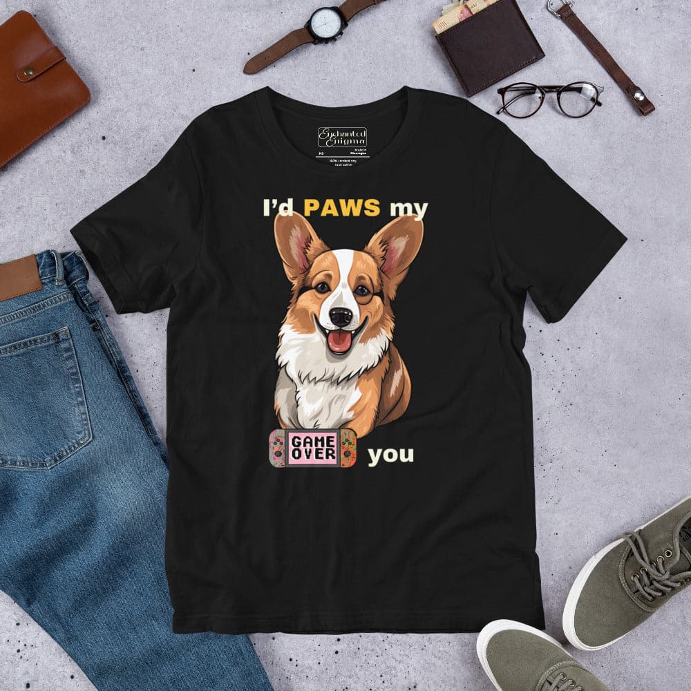 Gaming Paws Corgi, unisex t-shirt