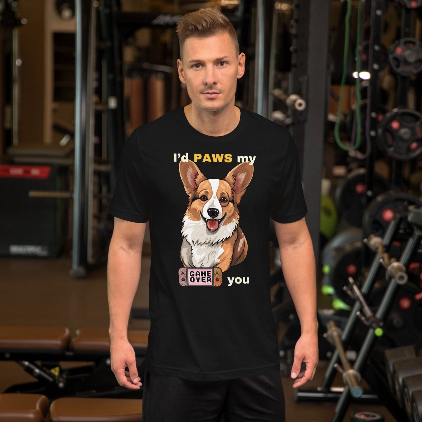 Gaming Paws Corgi, unisex t-shirt