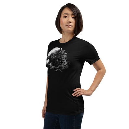 Lunar Wolf Shirt, Monochrome Wolf Silhouette Tee, unisex t-shirt