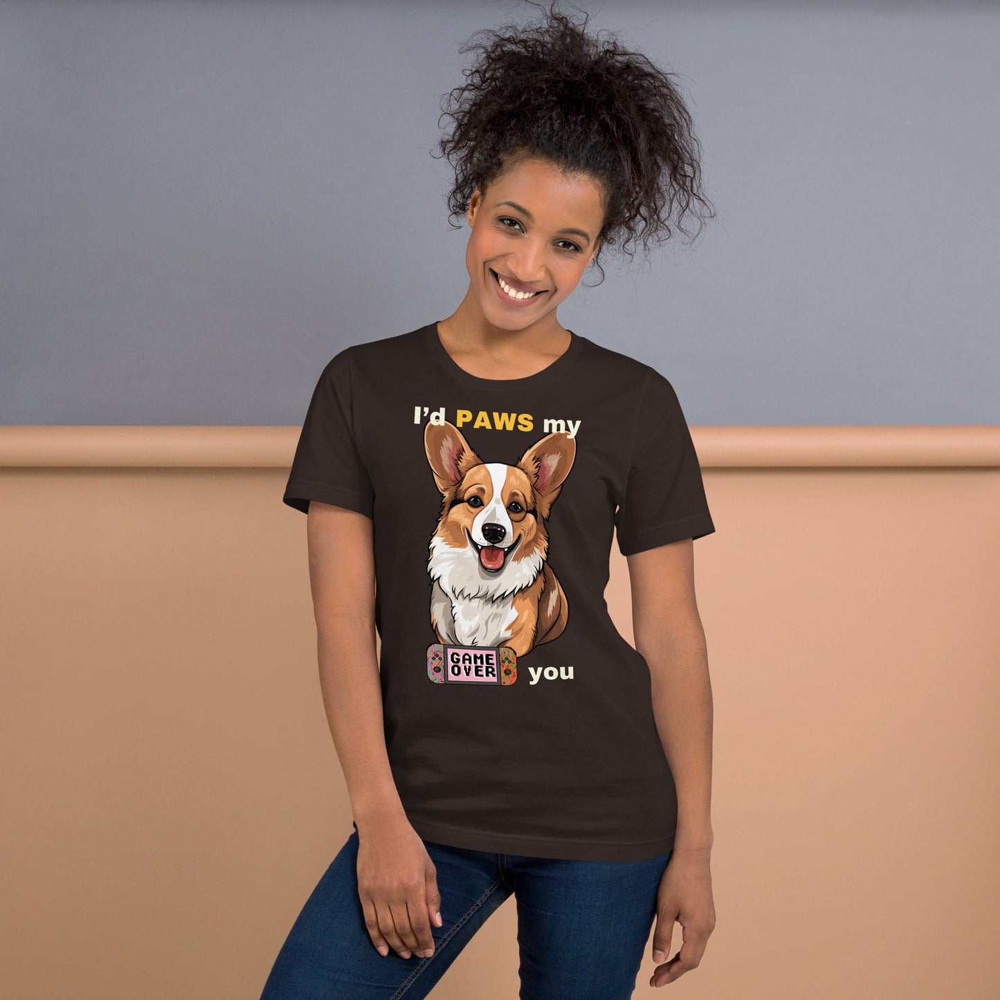 Gaming Paws Corgi, unisex t-shirt