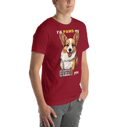 Gaming Paws Corgi, unisex t-shirt