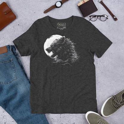 Lunar Wolf Shirt, Monochrome Wolf Silhouette Tee, unisex t-shirt