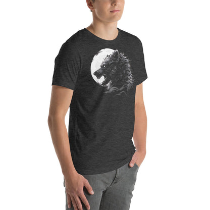 Lunar Wolf Shirt, Monochrome Wolf Silhouette Tee, unisex t-shirt