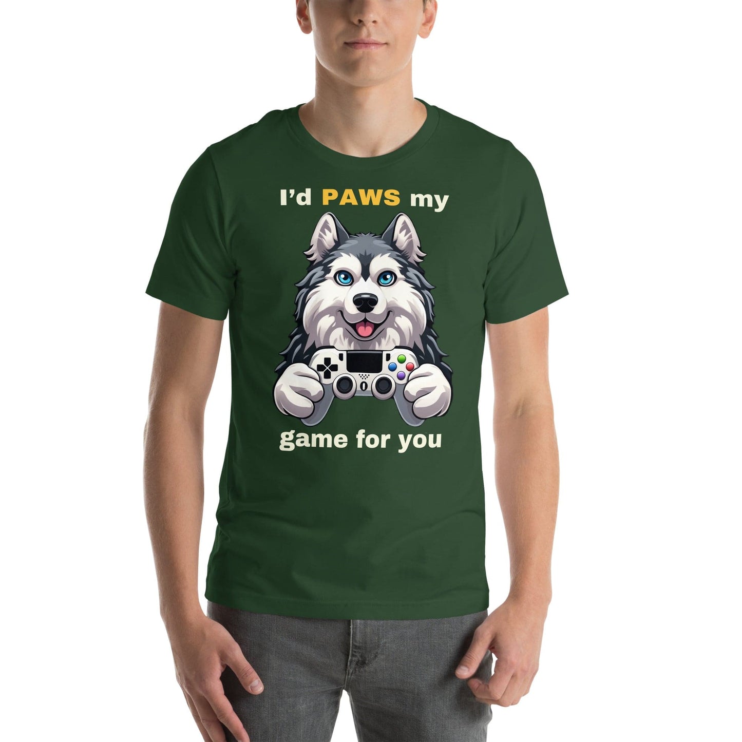 Gaming Paws Husky, unisex t-shirt