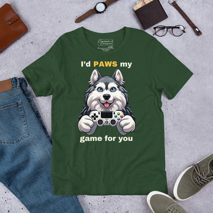 Gaming Paws Husky, unisex t-shirt