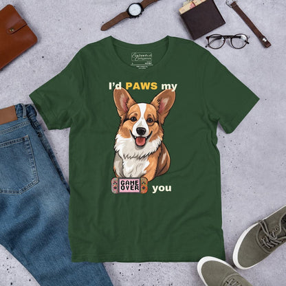 Gaming Paws Corgi, unisex t-shirt