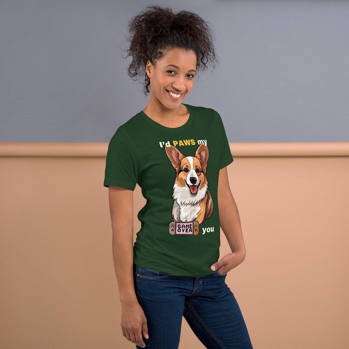 Gaming Paws Corgi, unisex t-shirt