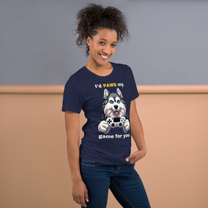 Gaming Paws Husky, unisex t-shirt